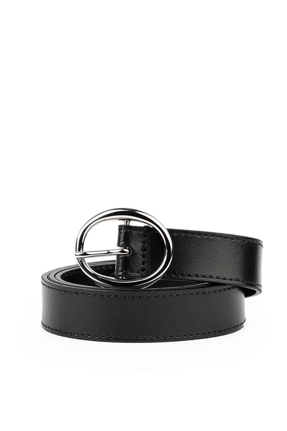 Rounded Belt In Black Leather image number null CALVIN KLEIN