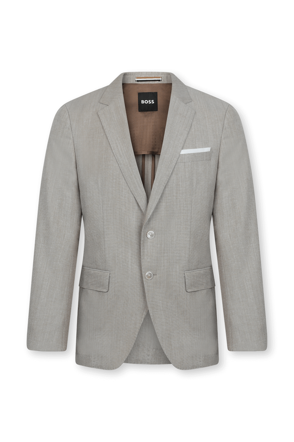 תמונה קידמית של בלייזר צמר אפור בגזרת סלים