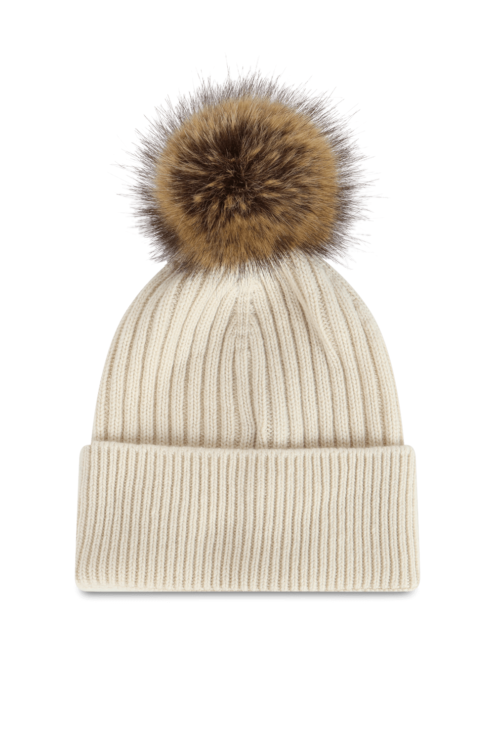 תמונה אחורית של כובע גרב פונפון בגוון אוף וויט