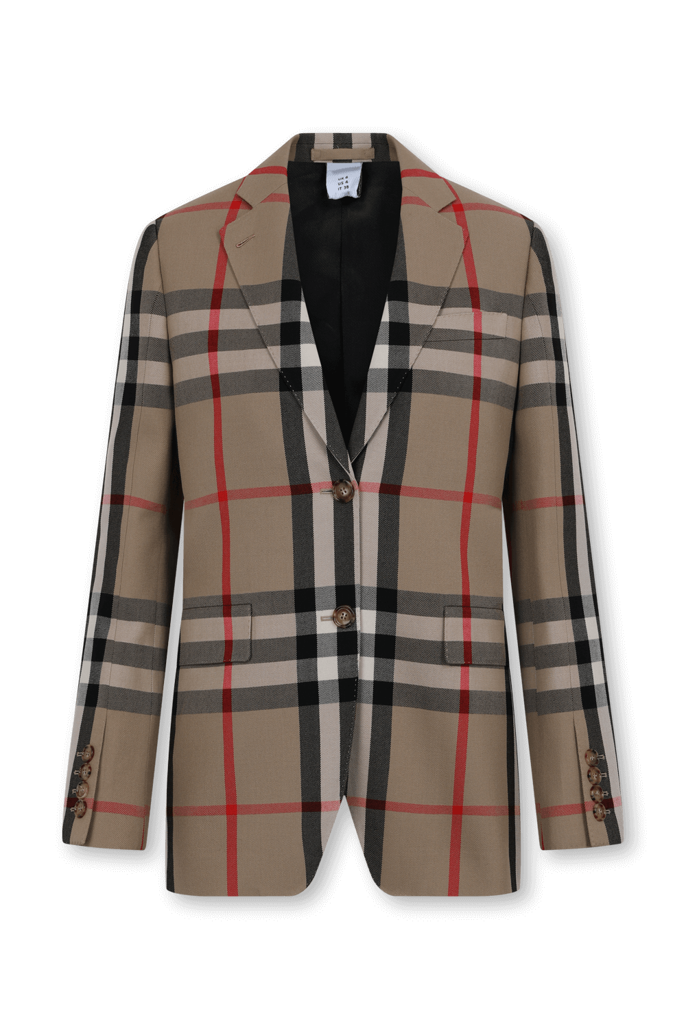 תמונה קידמית של בלייזר משבצות מצמר וכותנה