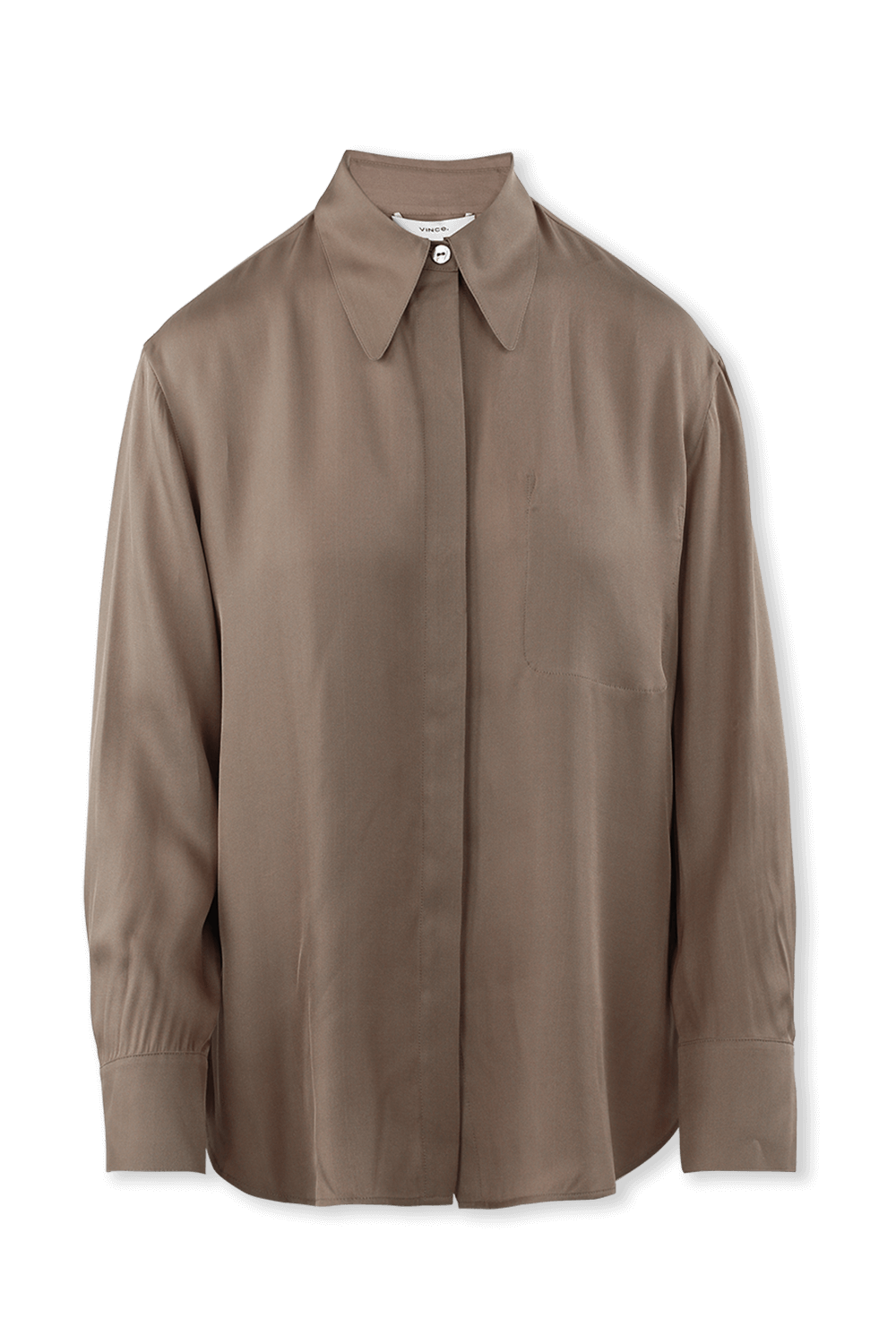 תמונה קידמית של חולצת משי בצבע חום