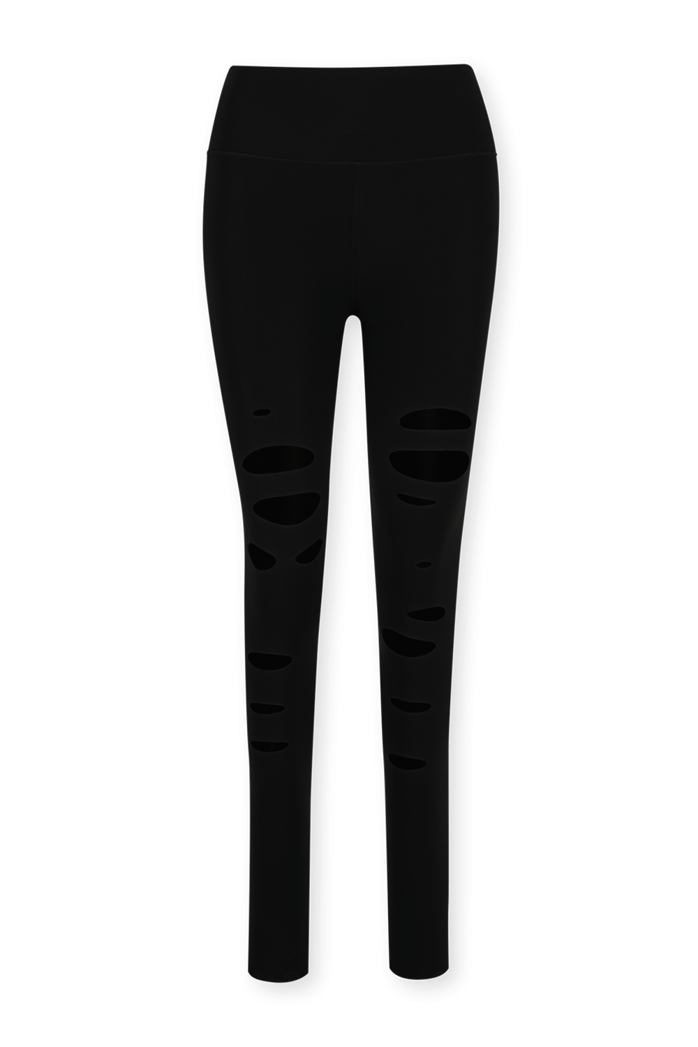 תמונה קידמית של High-Waist Ripped Warrior Leggings in Black