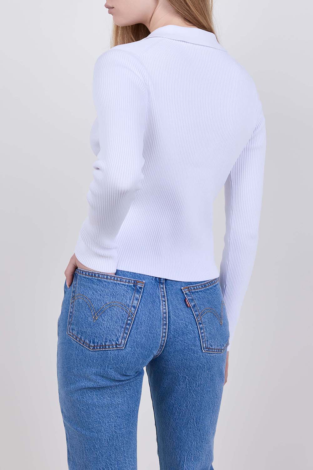 תמונת דוגמן אחורית של חולצת פולו ארוכה