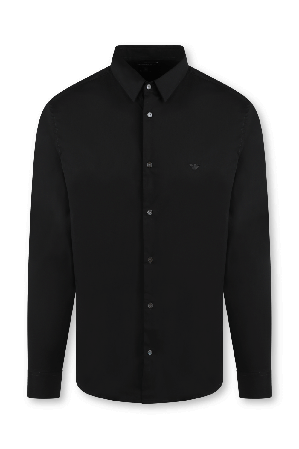 תמונה קידמית של חולצת סלים עם כפתורים בגוון שחור