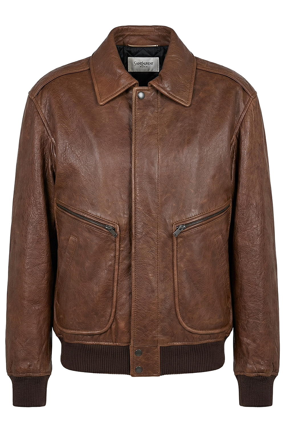 תמונה קידמית של ז'קט בומבר עור