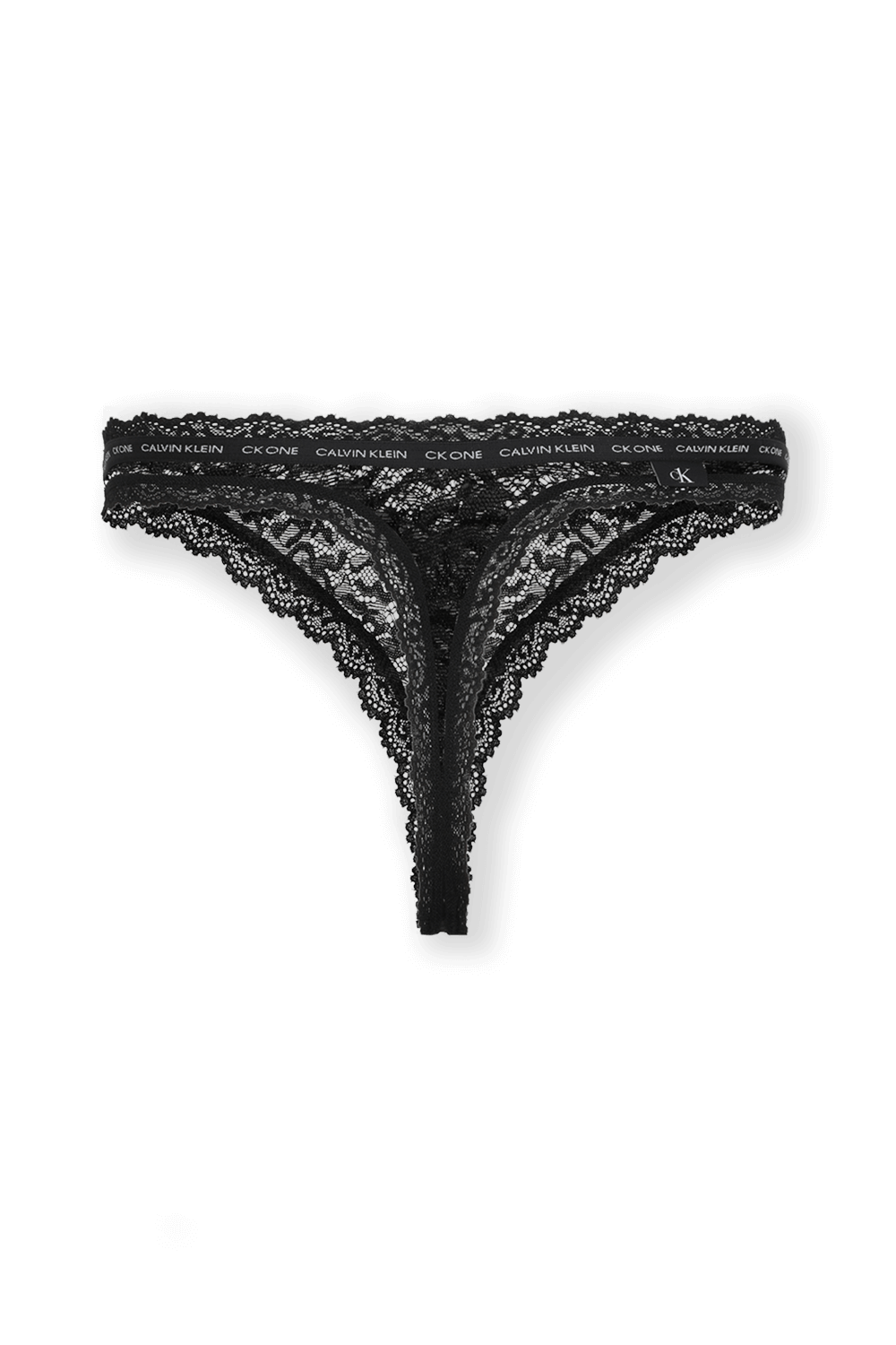 תמונה אחורית של Ck1 Lace Thong in Black