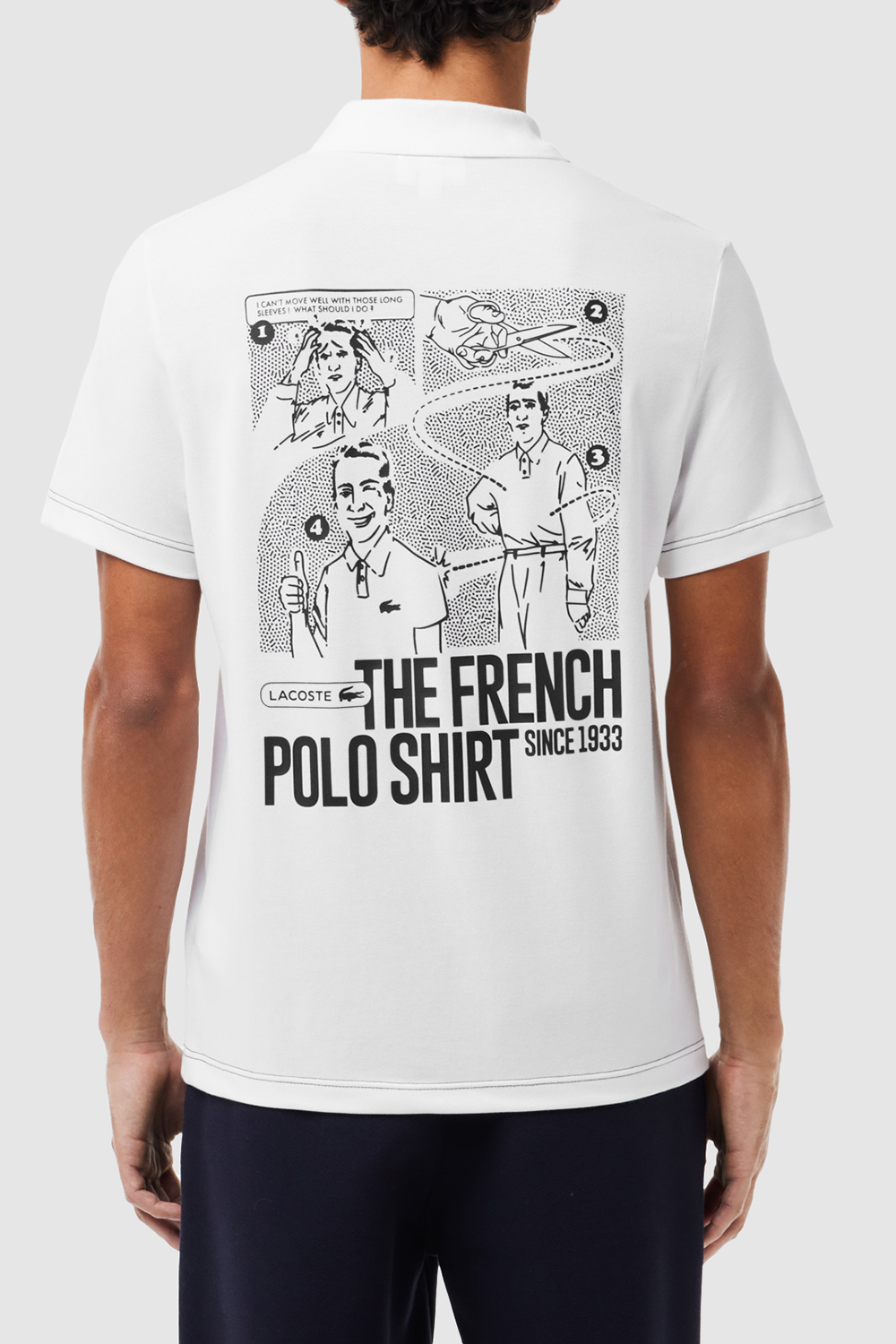 תמונת דוגמן אחורית של חולצת פולו קצרה