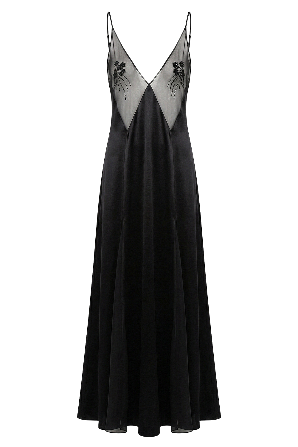 תמונה קידמית של שמלת מקסי חצי-שקופה