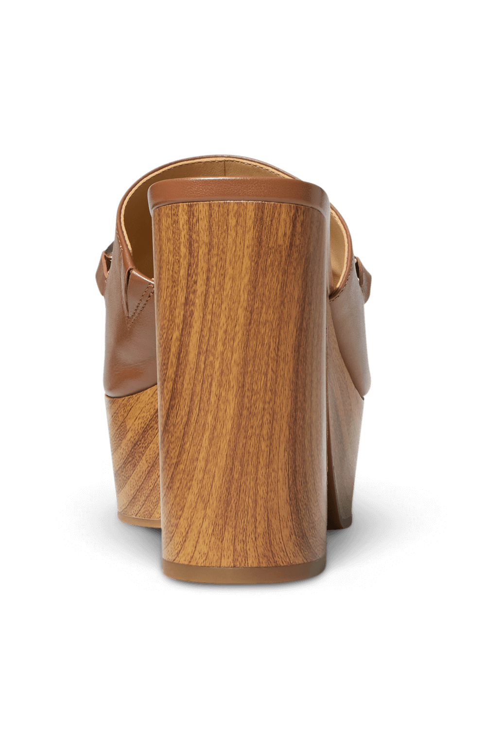 תמונה אחורית של סנדלי מיול פלטפורמה בגווני וחום