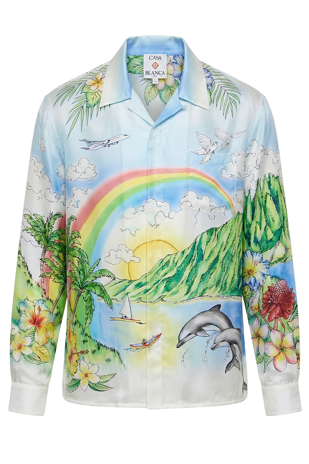 תמונה קידמית של חולצת משי כפתורים ארוכה