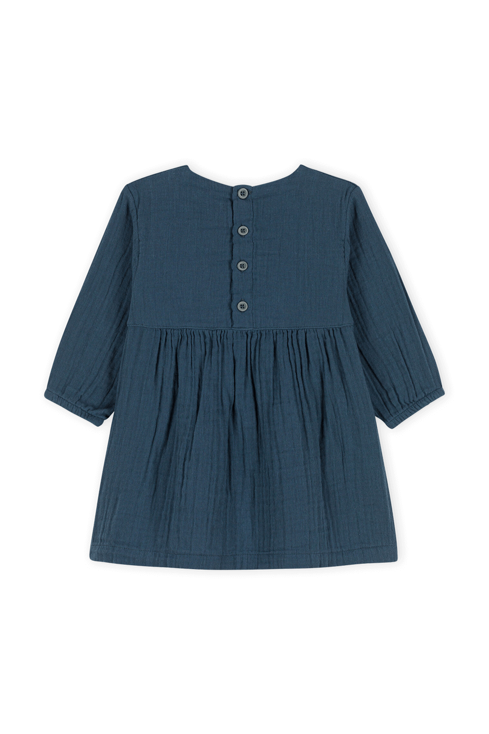 תמונה אחורית של שמלת מלמלה מכותנה עם שרוולים ארוכים - גילאי 3-12 חודשים