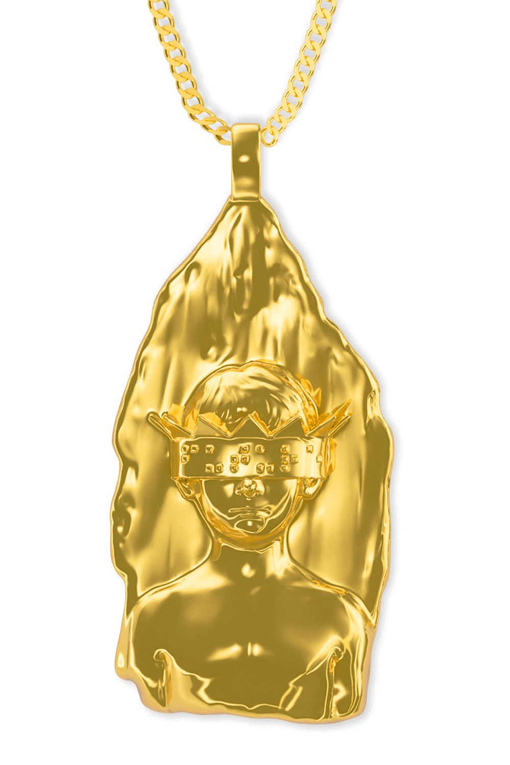 תמונת פנים של שרשרת קיובן בוי מכסף מצופה זהב 18K