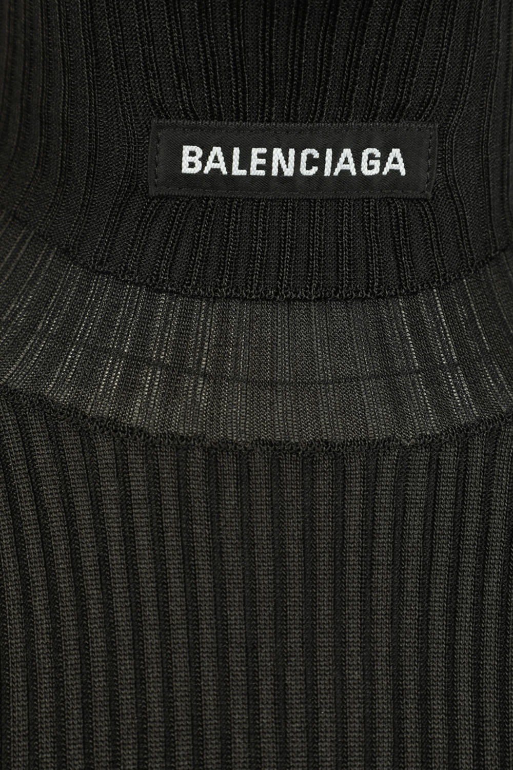חולצת ריב עם צווארון ממותג בגוון שחור BALENCIAGA