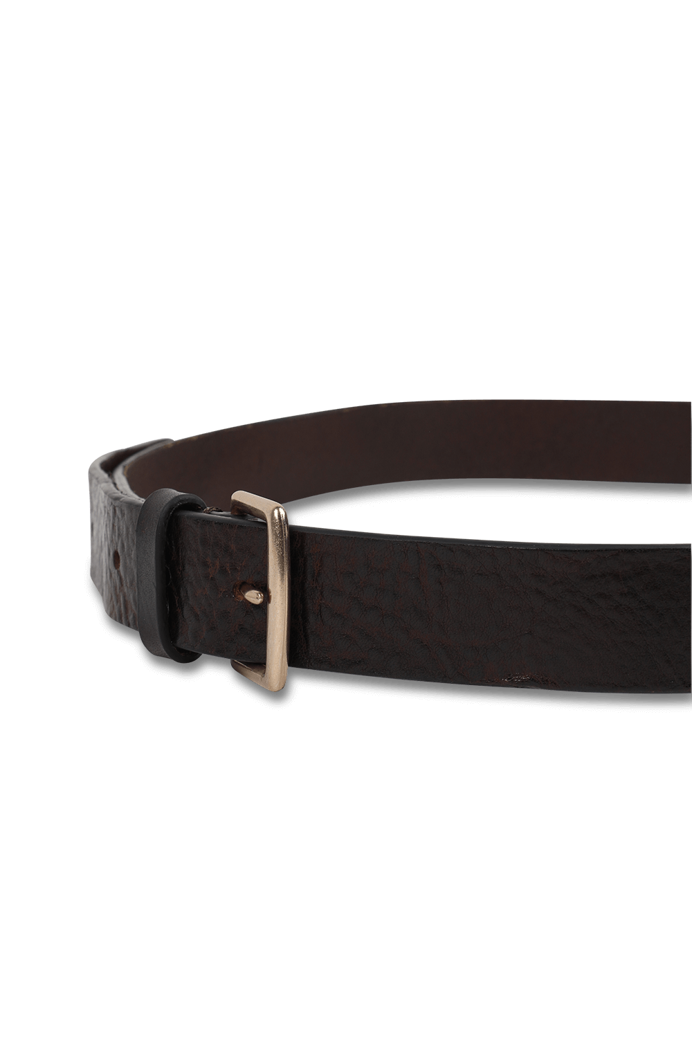 תמונת פנים של חגורה קלאסית עם אבזם מטאלי מוזהב בגוון שחור