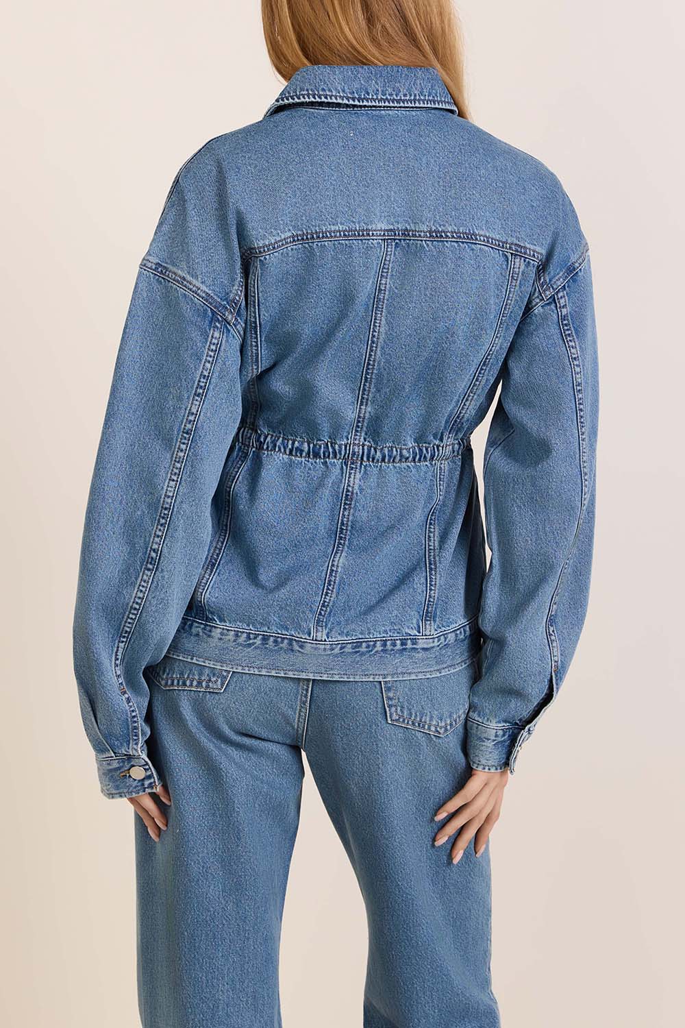 תמונת דוגמן אחורית של ז'קט ג'ינס
