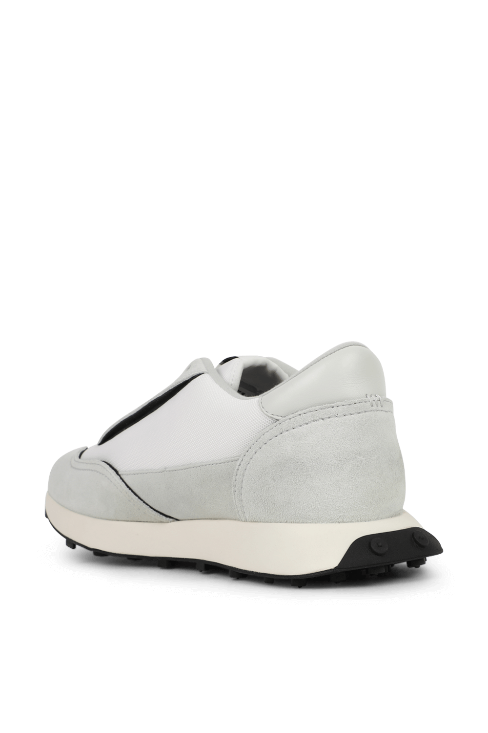 תמונה אחורית של נעלי סניקרס בלבן אפור ושחור