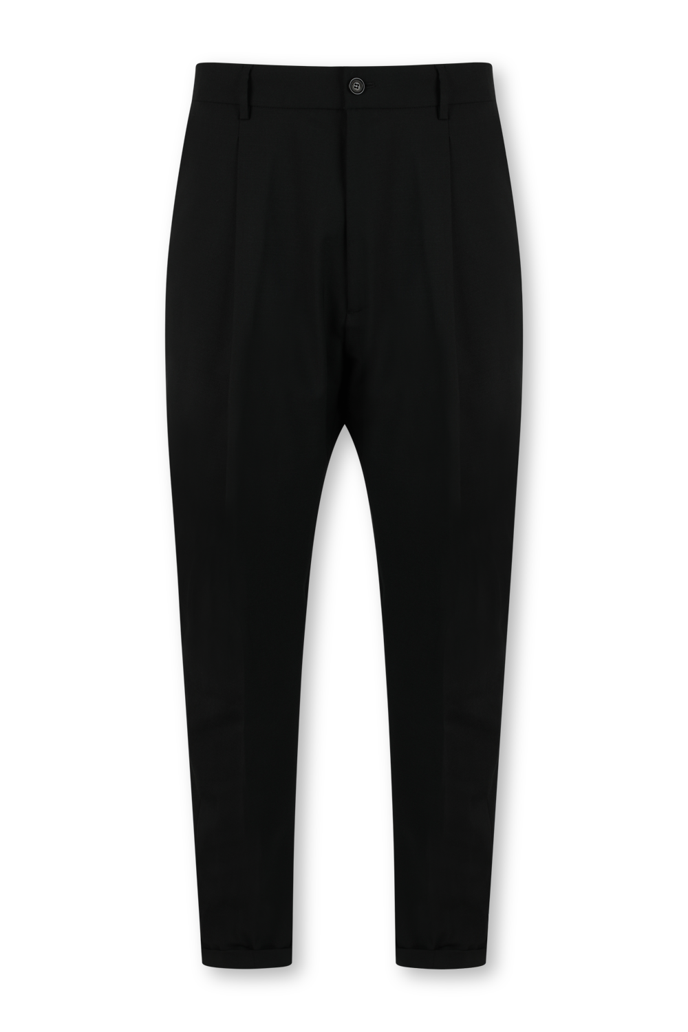 תמונה קידמית של מכנסי רול אפ שחורים