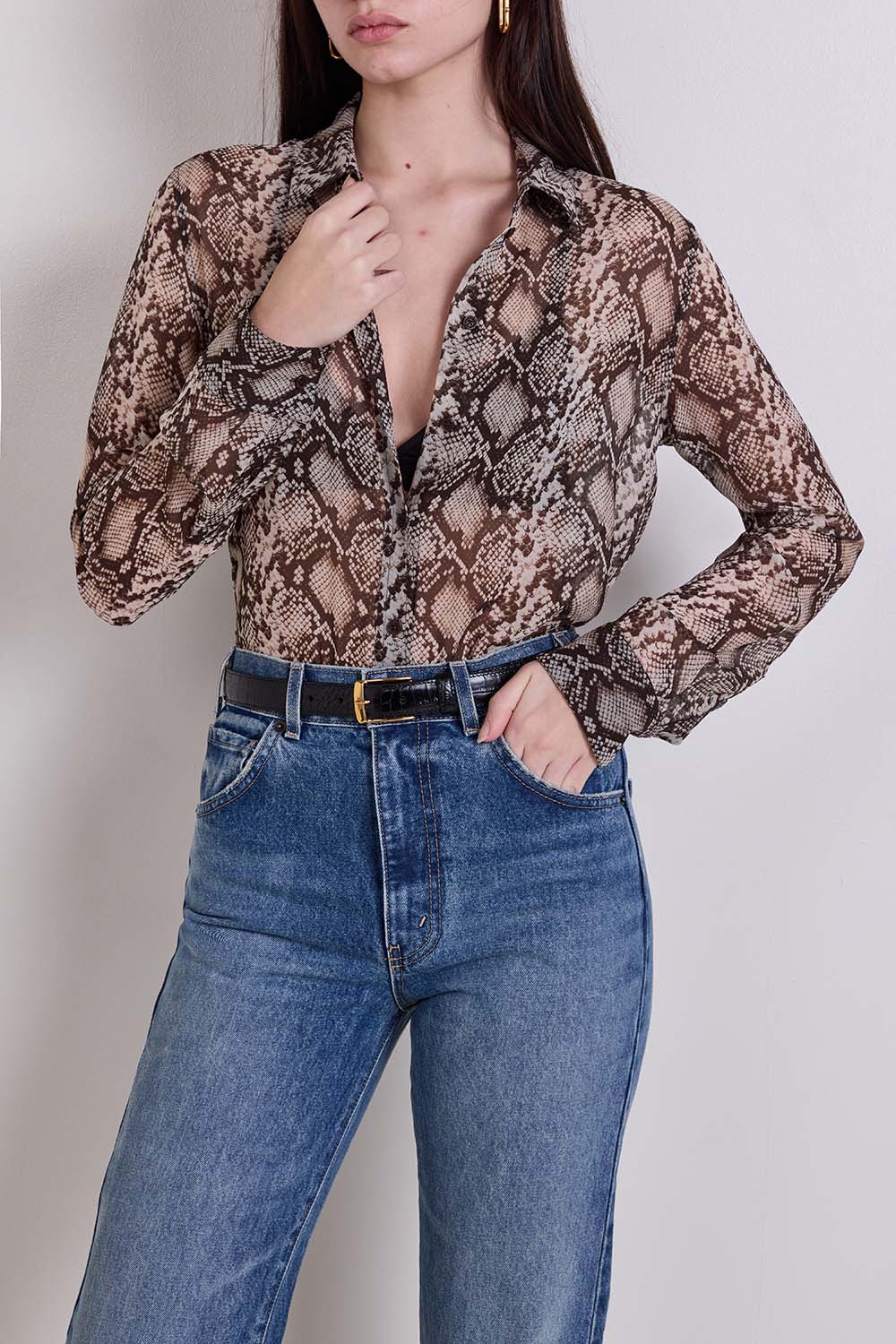 תמונת דוגמן קידמית של חולצה מכופתרת