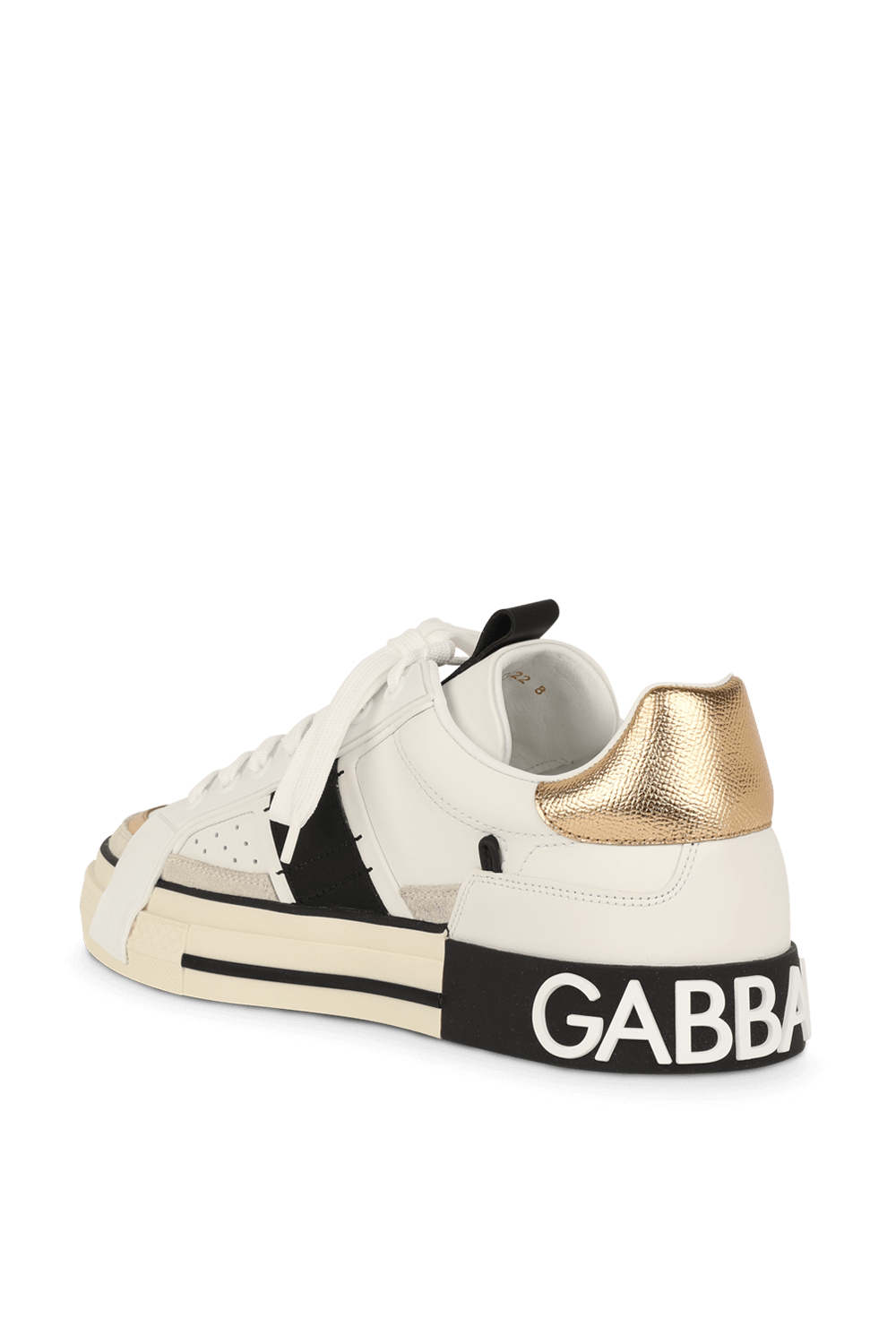 תמונה אחורית של Low Top Sneakers in White and Gold