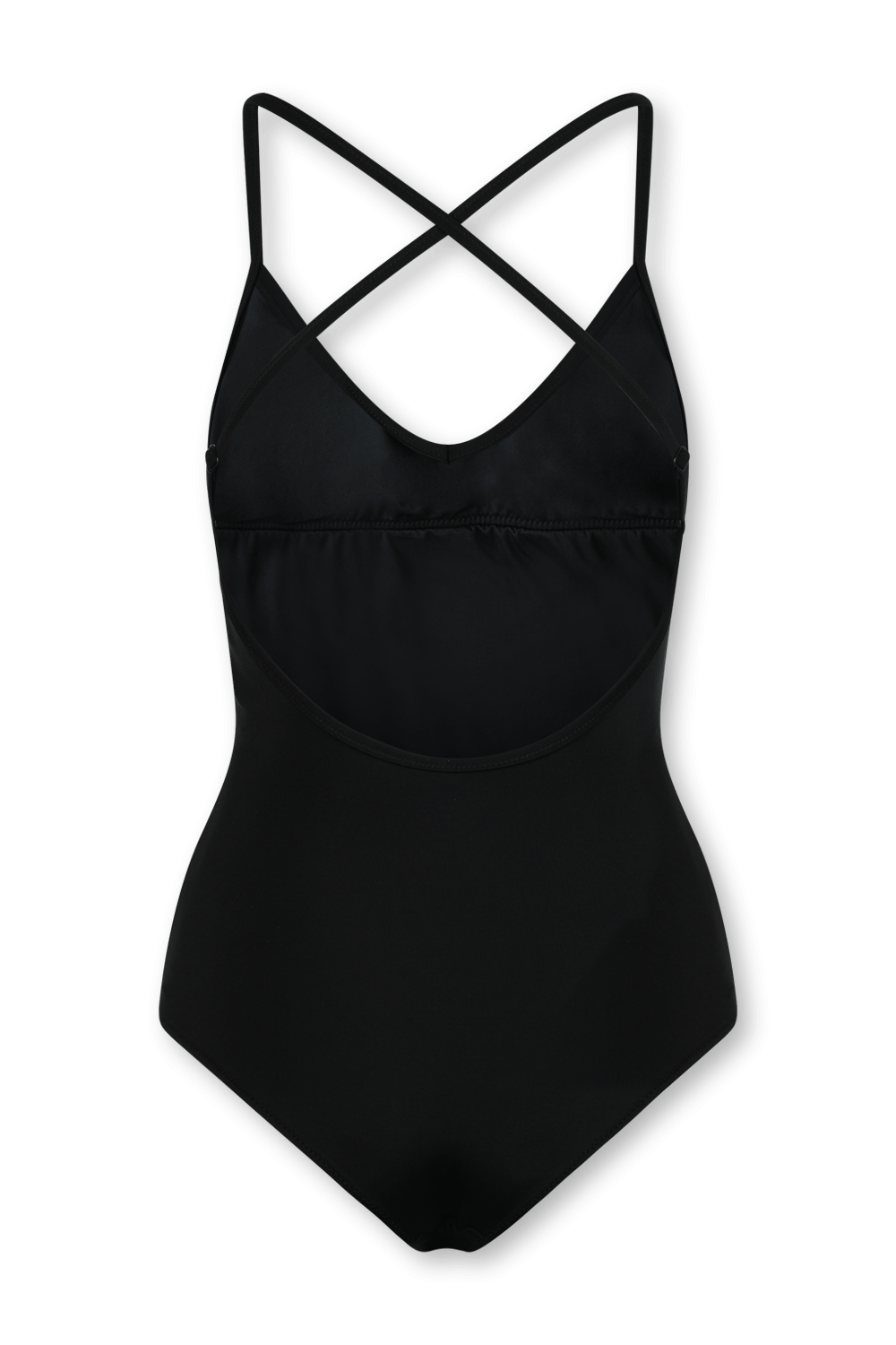 תמונה אחורית של בגד ים שלם שחור עם לוגו