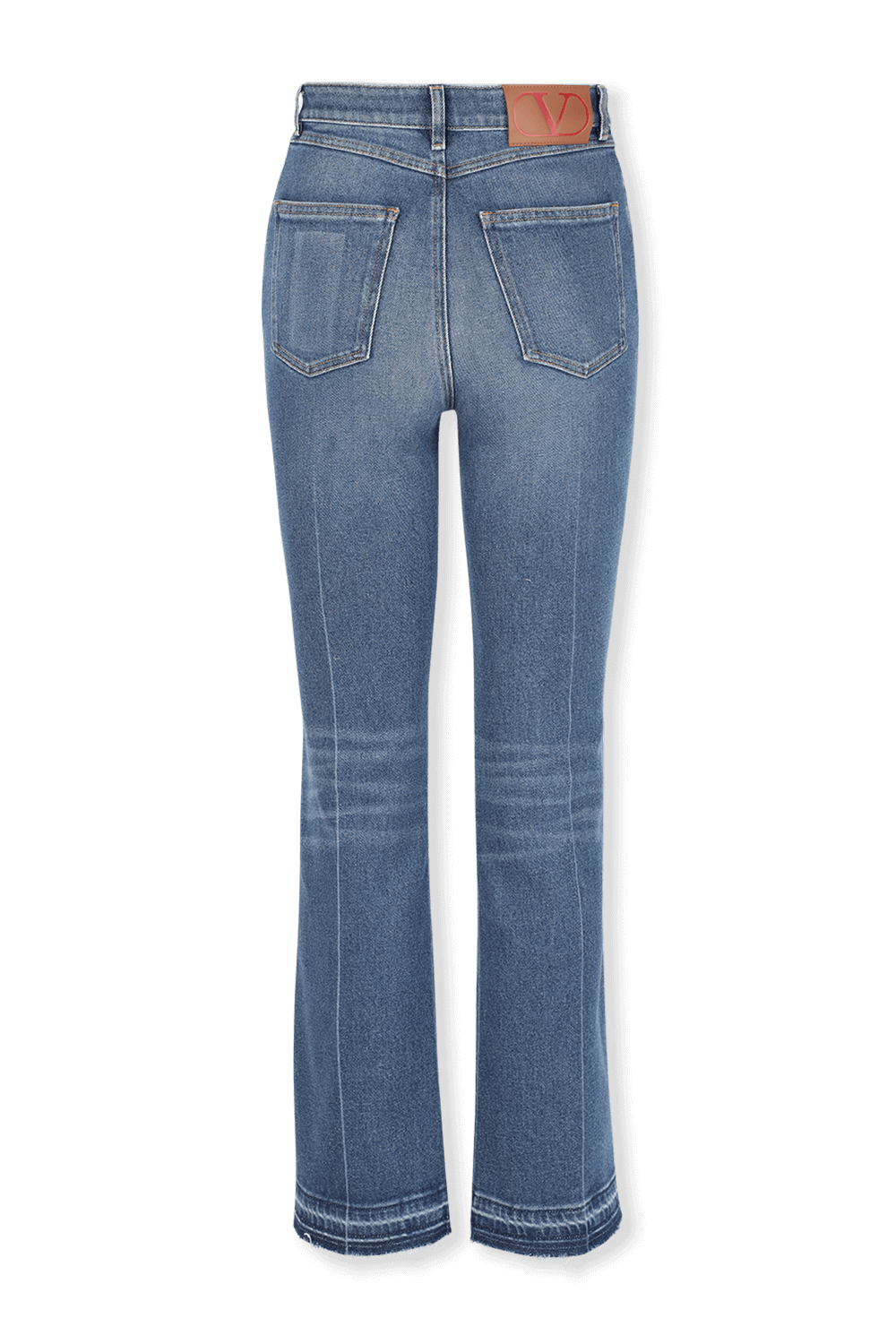 תמונה אחורית של מכנסי גי'נס בגזרה ישרה בשטיפה בינונית