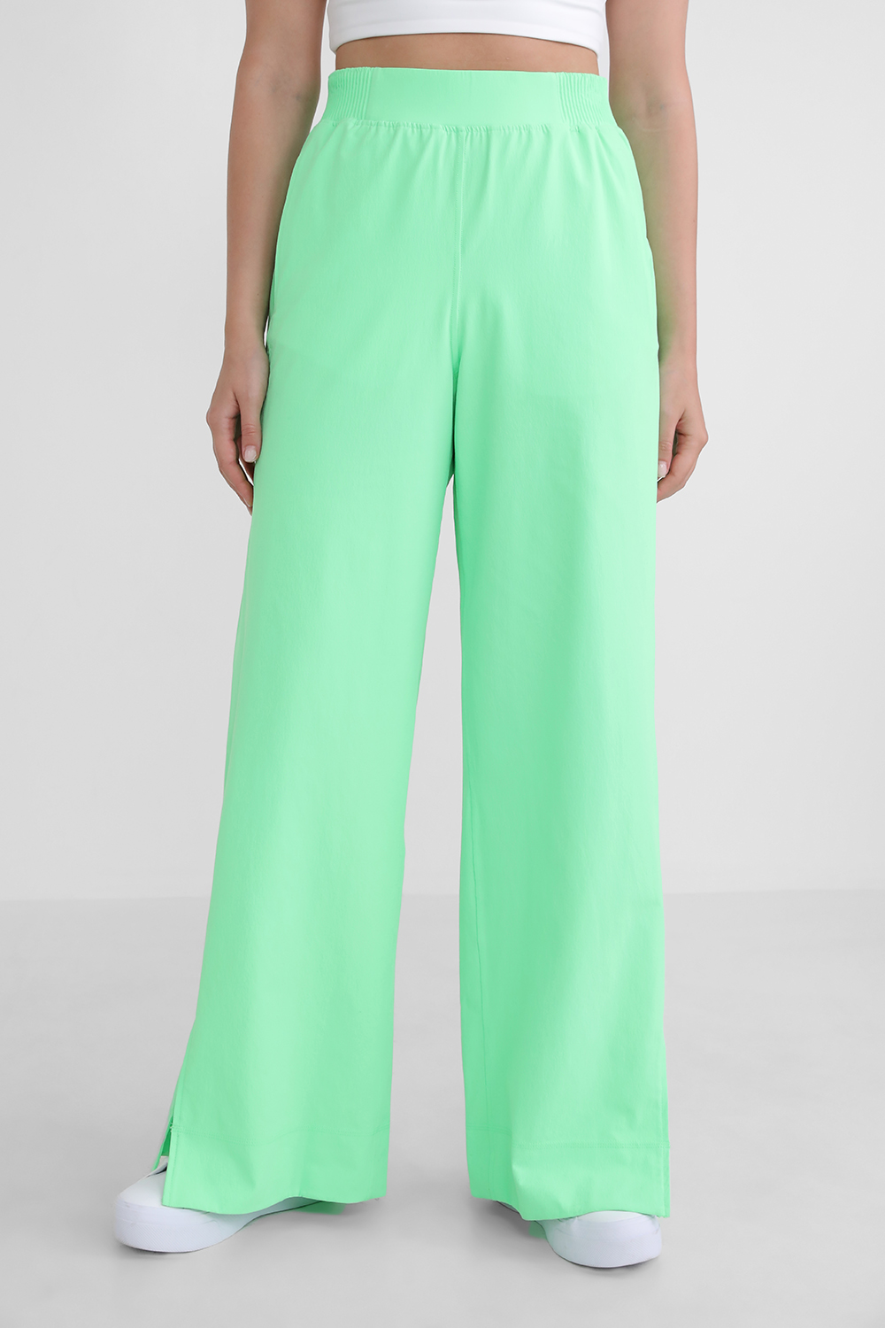 Stretch Woven Wide-Leg High-Rise Pant