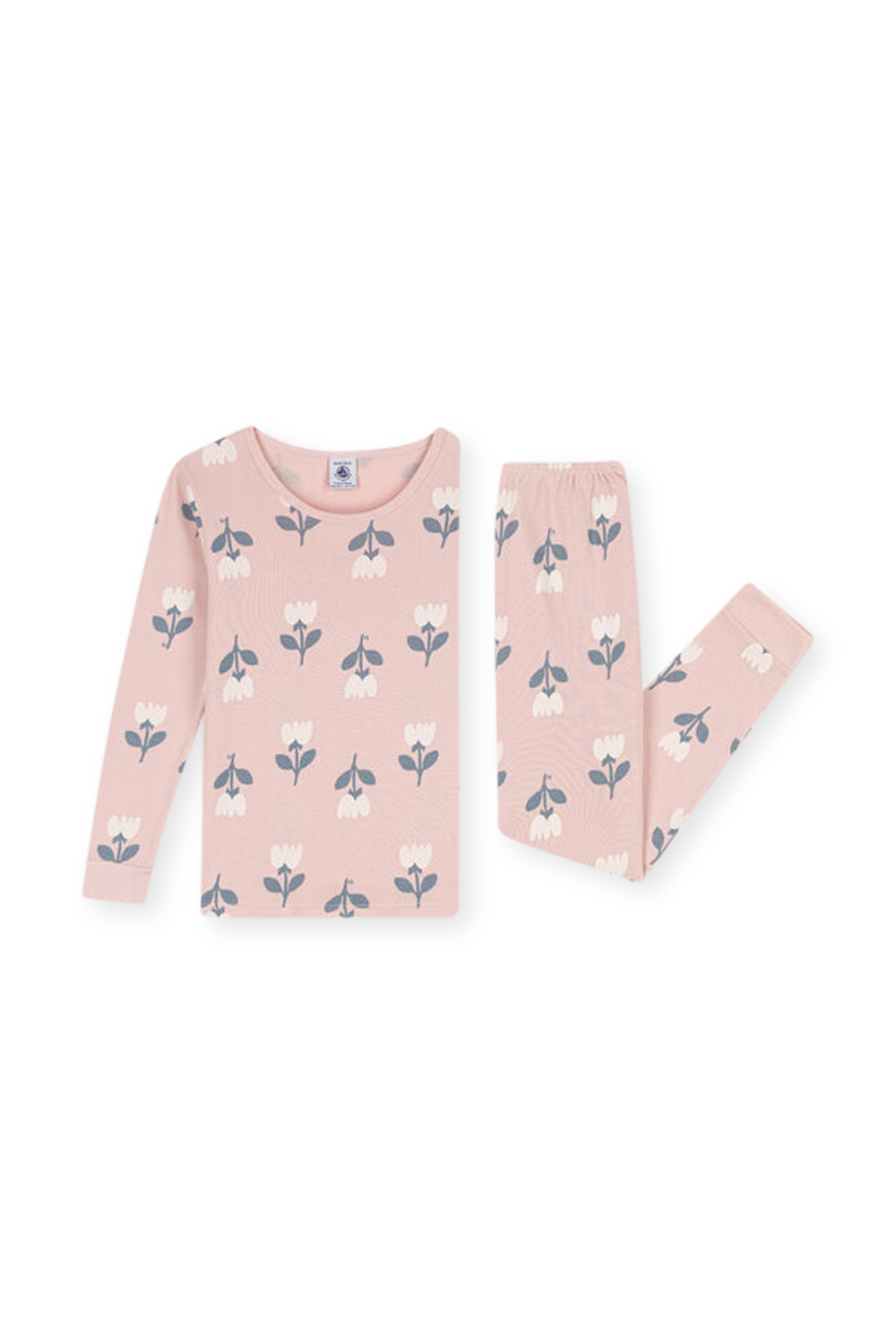 תמונת תקריב של סט פיג'מה פרחוני מכותנת פליז אורגנית - גילאי 3-4