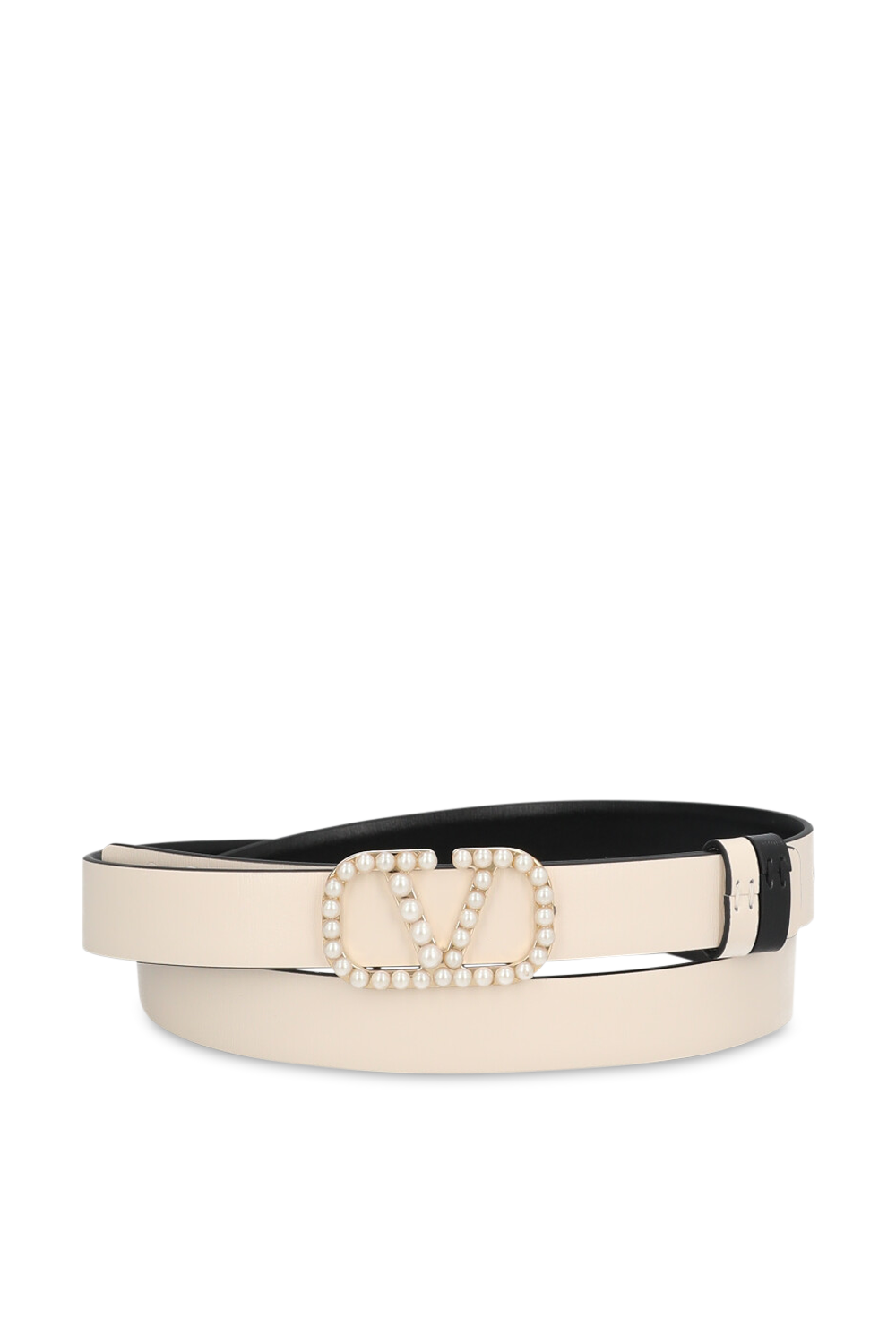 תמונה אחורית של חגורה דו צדדית עם אבזם פנינים