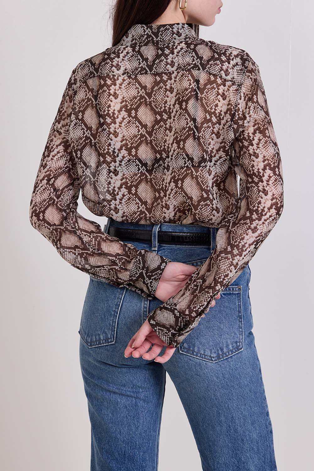 תמונת דוגמן אחורית של חולצה מכופתרת