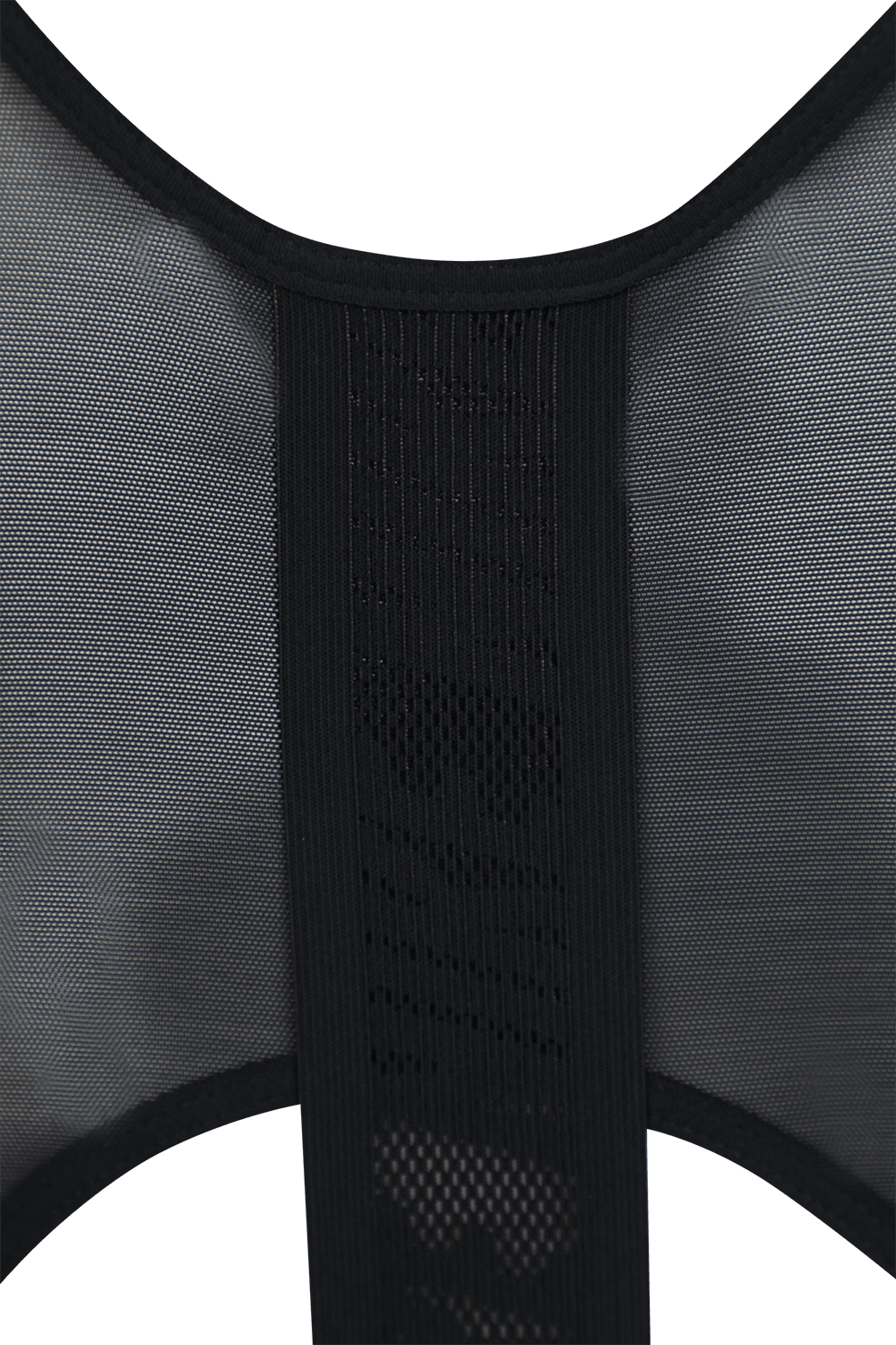 תמונת תקריב של טופ ספורטיבי דריי-פיט רשת אחורית בגוון שחור