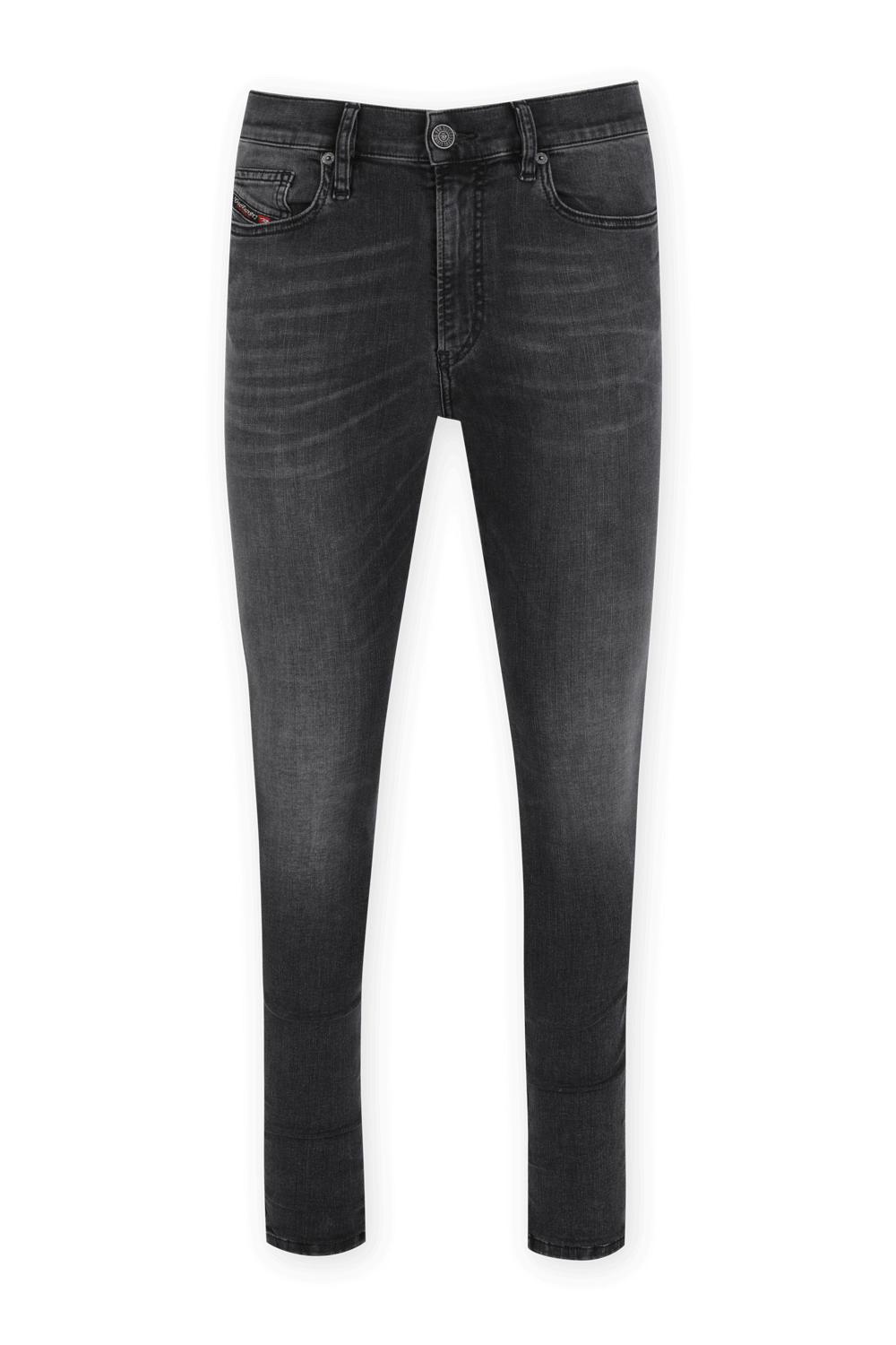 תמונה קידמית של מכנסי סקיני ג'ינס בשטיפה כהה