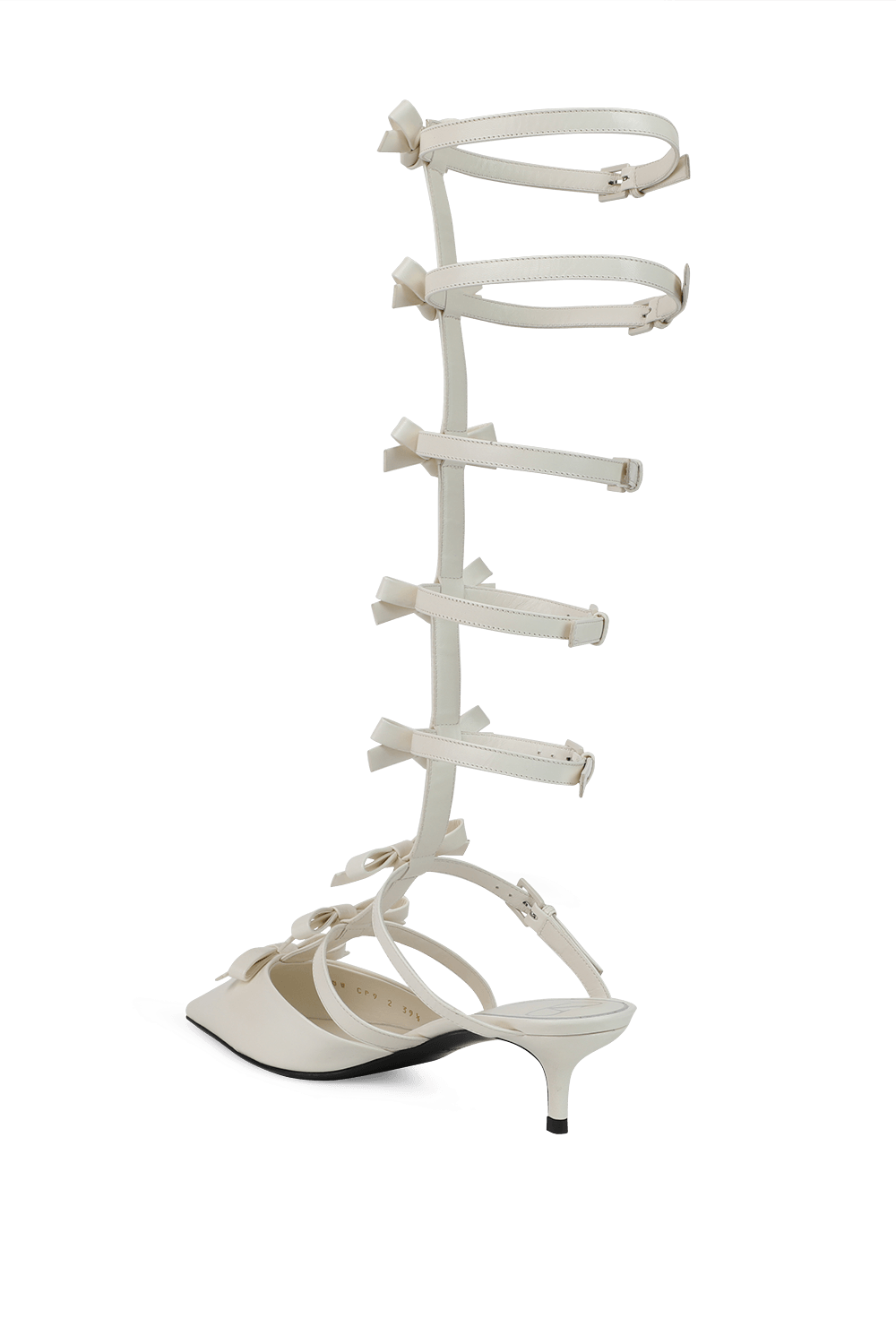 תמונה אחורית של Ankle Strap Pump With French Bows in White