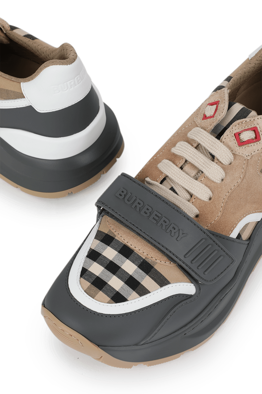Ramsey Multi Plaid Sneakers in Brown and Grey BURBERRY