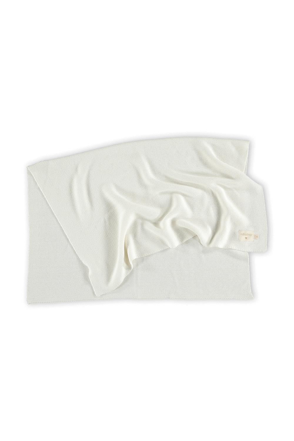 תמונה אחורית של שמיכה סרוגה ותיק בד מכותנה אורגנית