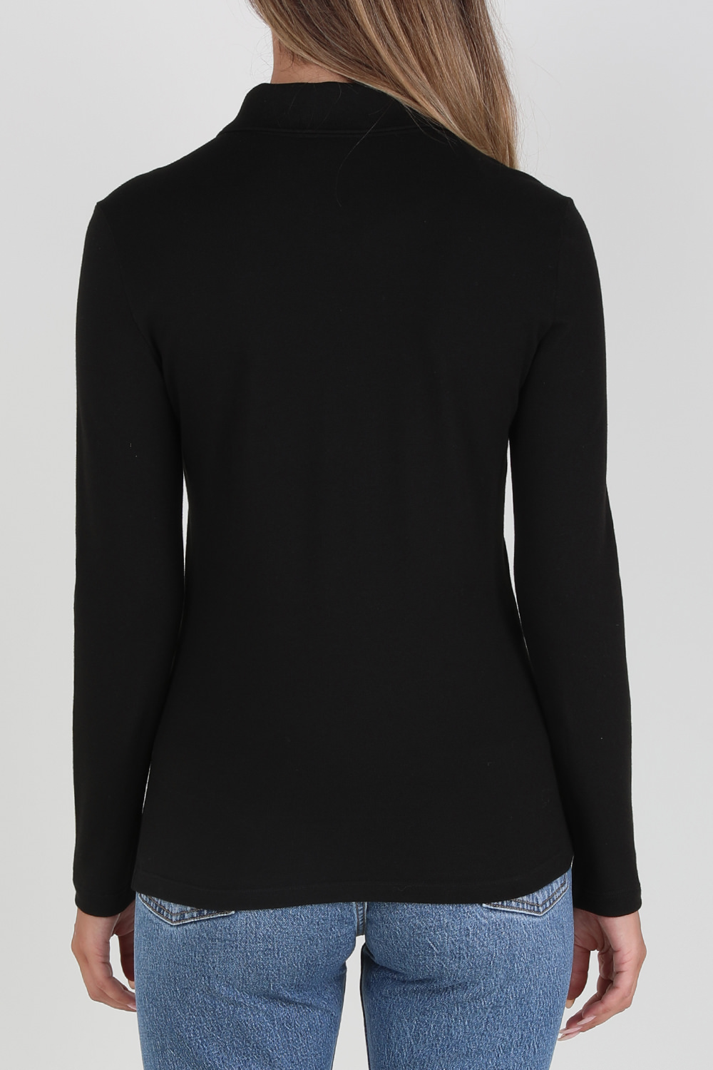 תמונת דוגמן אחורית של חולצת פולו סלים ארוכה מכותנת פיקה