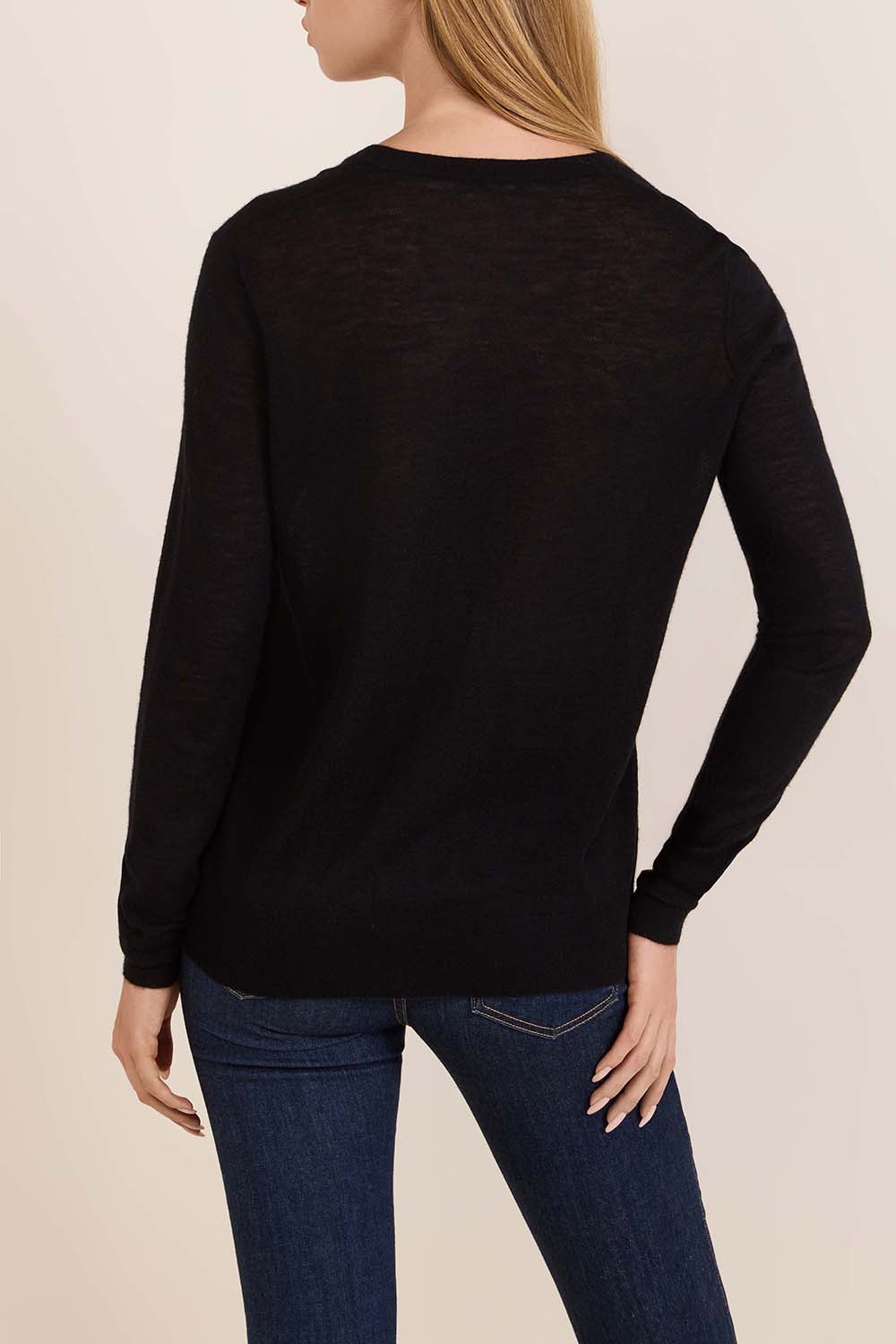 תמונת דוגמן אחורית של חולצת סריג מקשמיר