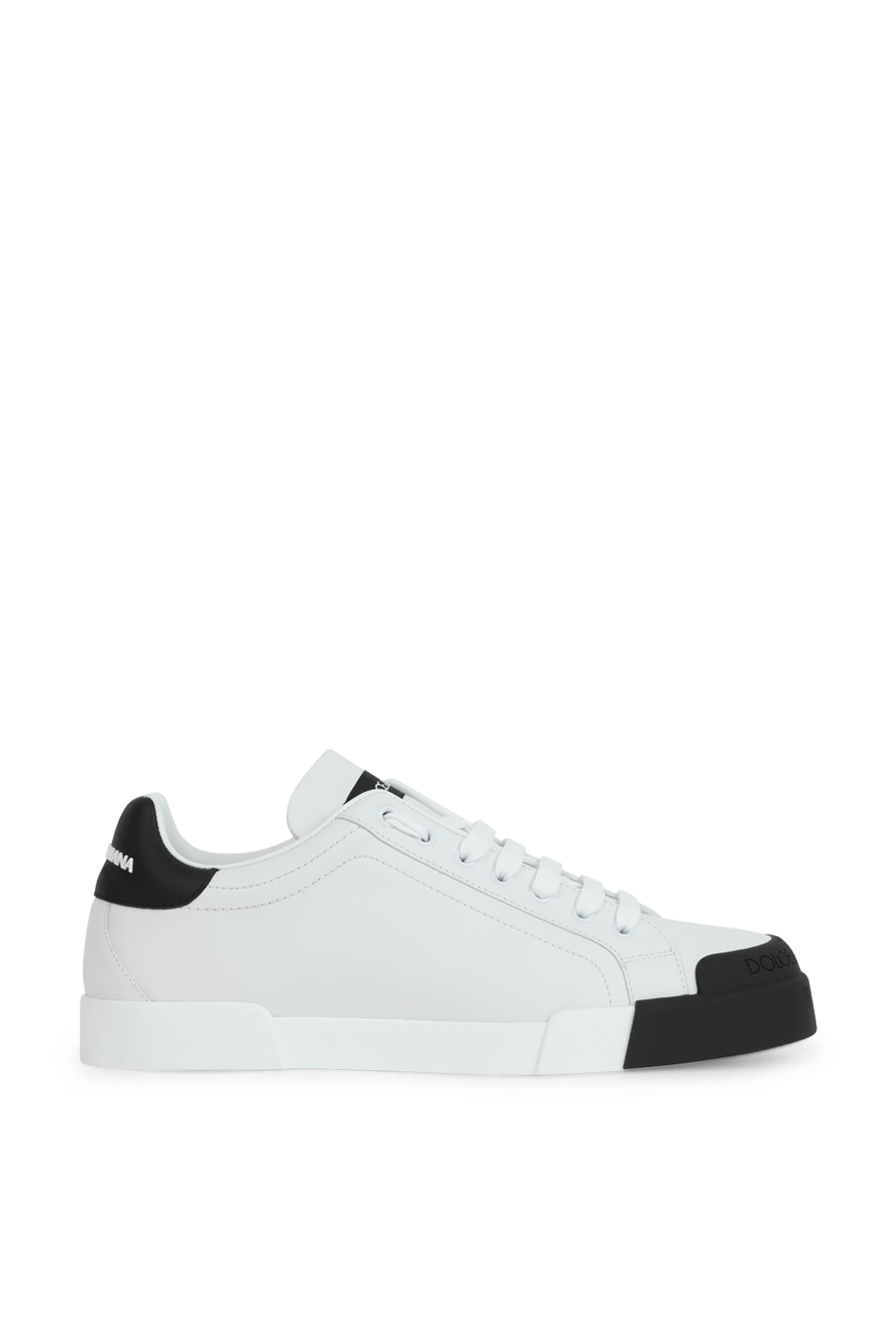 תמונה קידמית של Portofino Sneakers in White Leather with Rubber Toe