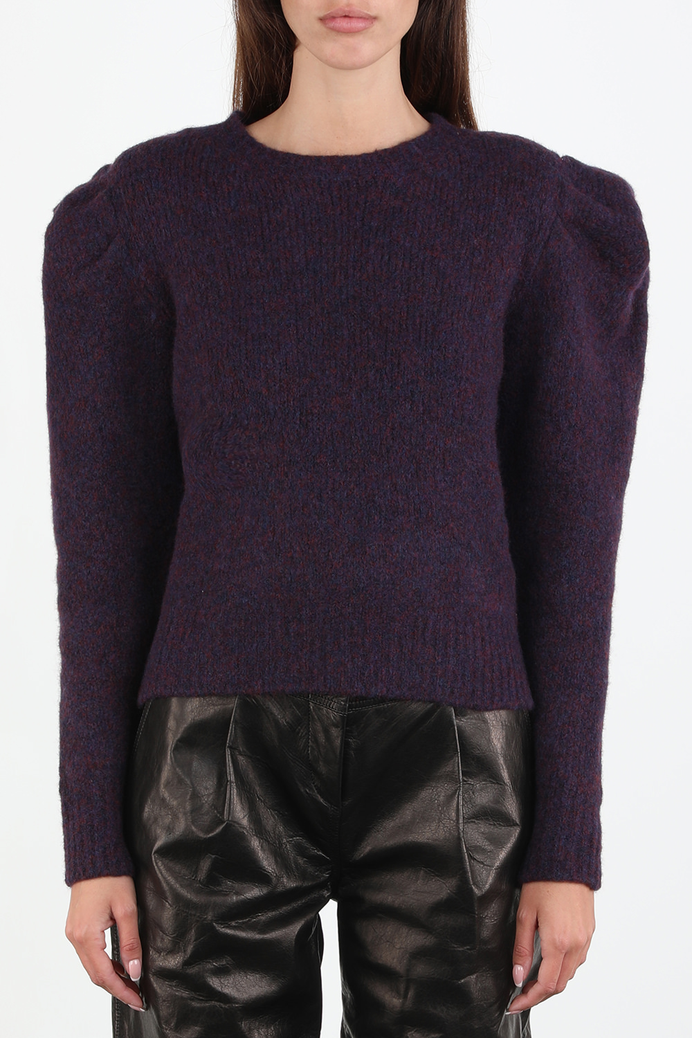 תמונת דוגמן קידמית של Omahaya Structured Shoulder Sweather In Deep Purple