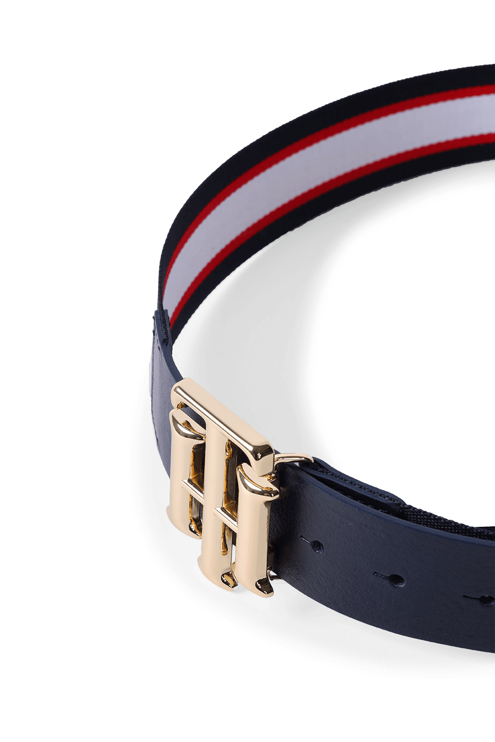 Metallic Monogram Webbing Belt image number null TOMMY HILFIGER