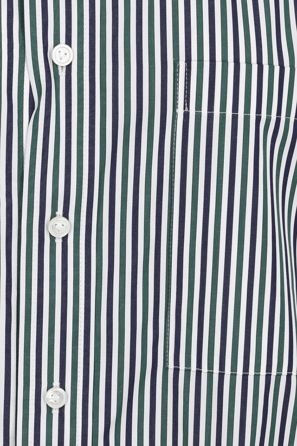 תמונה אחורית של חולצת פסים אוברסייז מכופתרת מכותנה