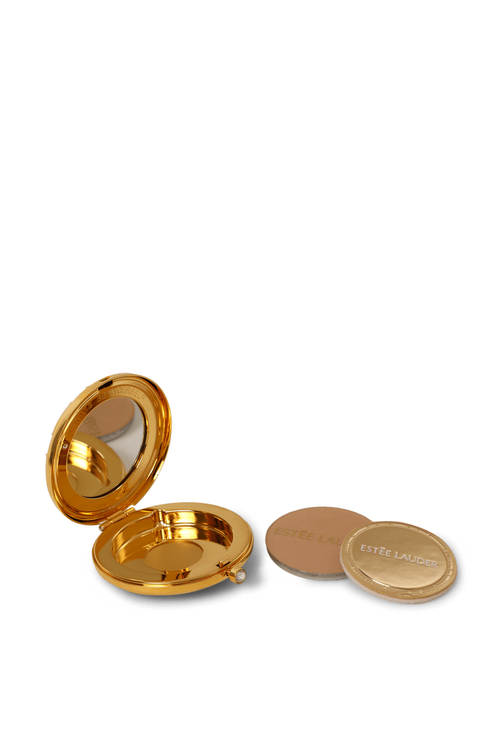 תמונת תקריב של מארז לפודרה Always Be Yourself + מילוי לפודרה בגוון מדיום בגודל מיניאטורי