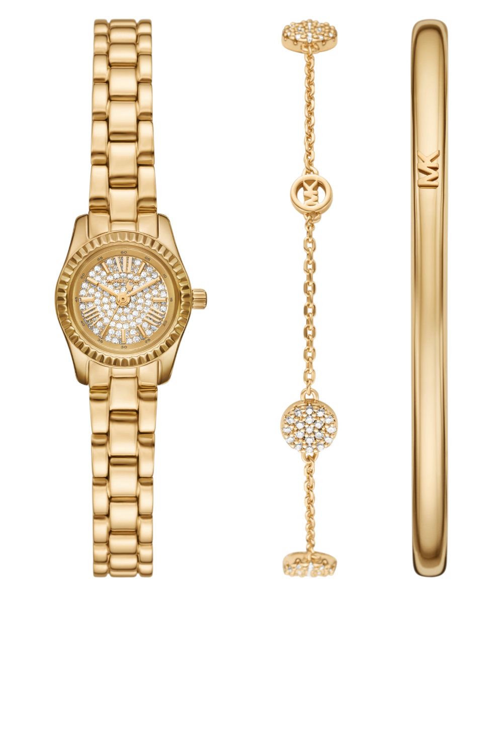 תמונה אחורית של מארז שעון ושני צמידים