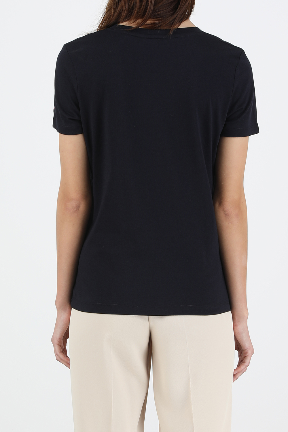 תמונת דוגמן אחורית של Essential Crew Neck Logo T-Shirt in Dark Blue