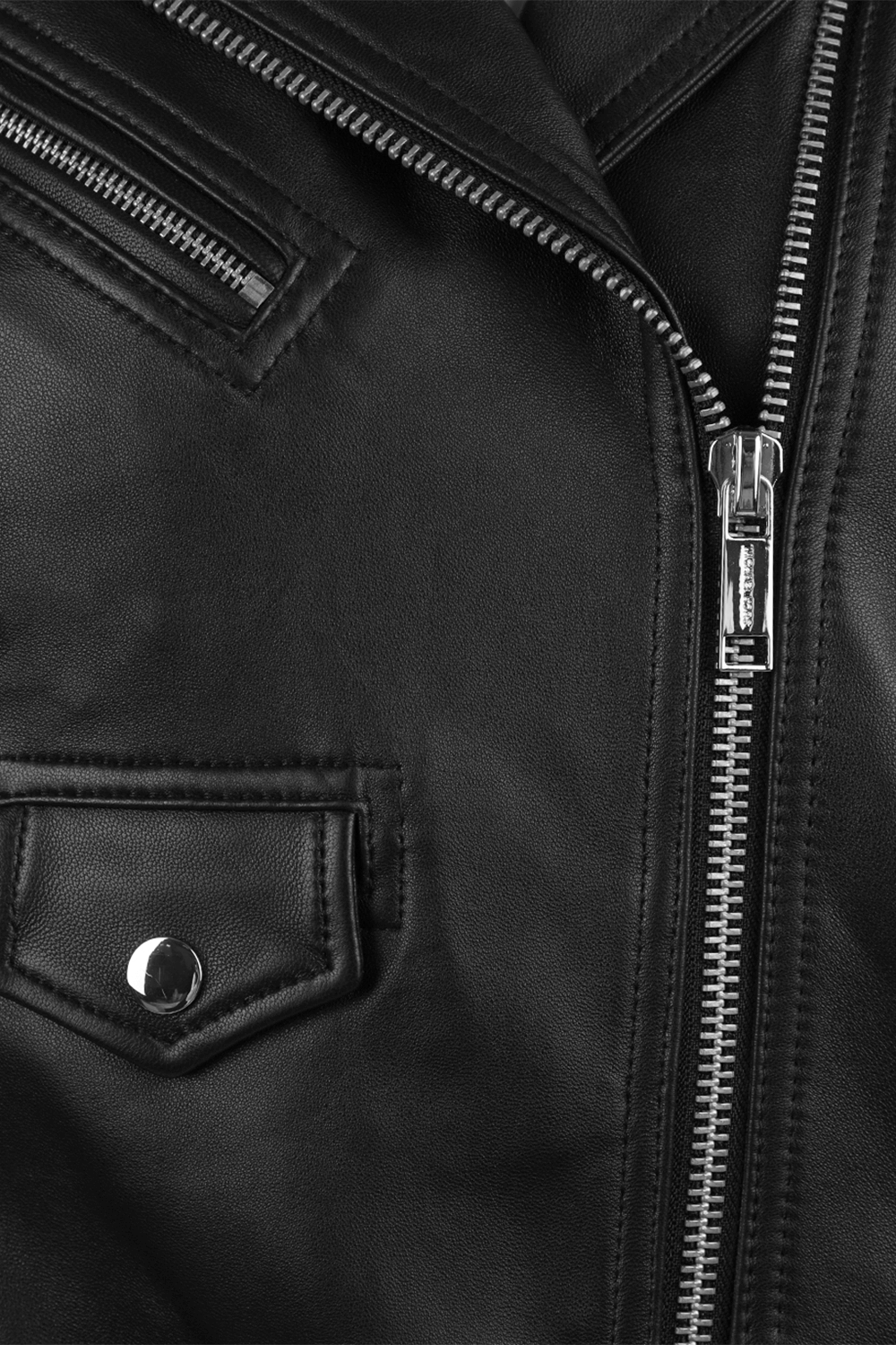 תמונה אחורית של Black Leather Moto Jacket