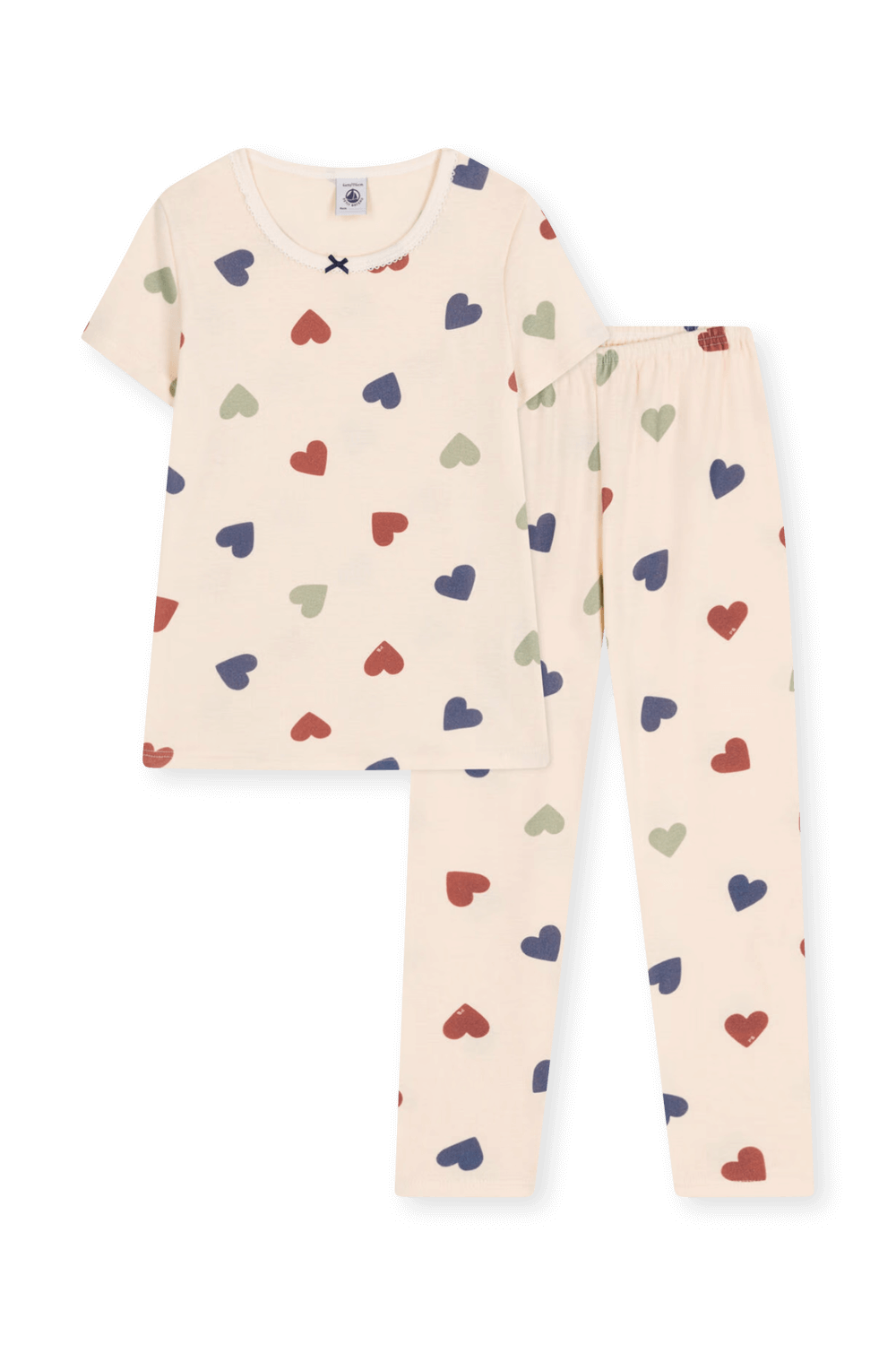 תמונה קידמית של סט פיג'מה לבבות - גילאי 2-5 שנים