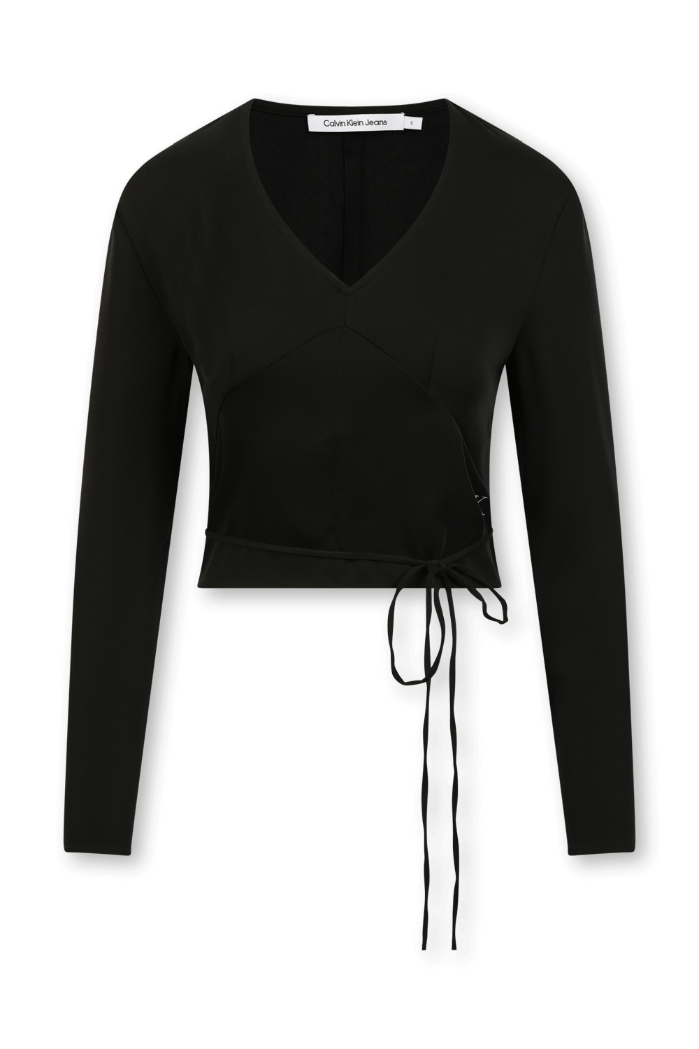 תמונה קידמית של חולצת מעטפת עם שרוכי קשירה