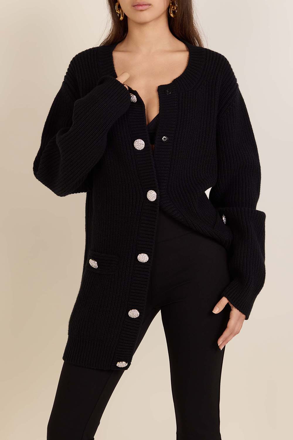 תמונת דוגמן קידמית של קרדיגן צמר