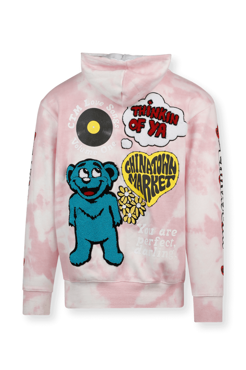 תמונה אחורית של Be Mine Tie-Dye Hoddie in Pink and White