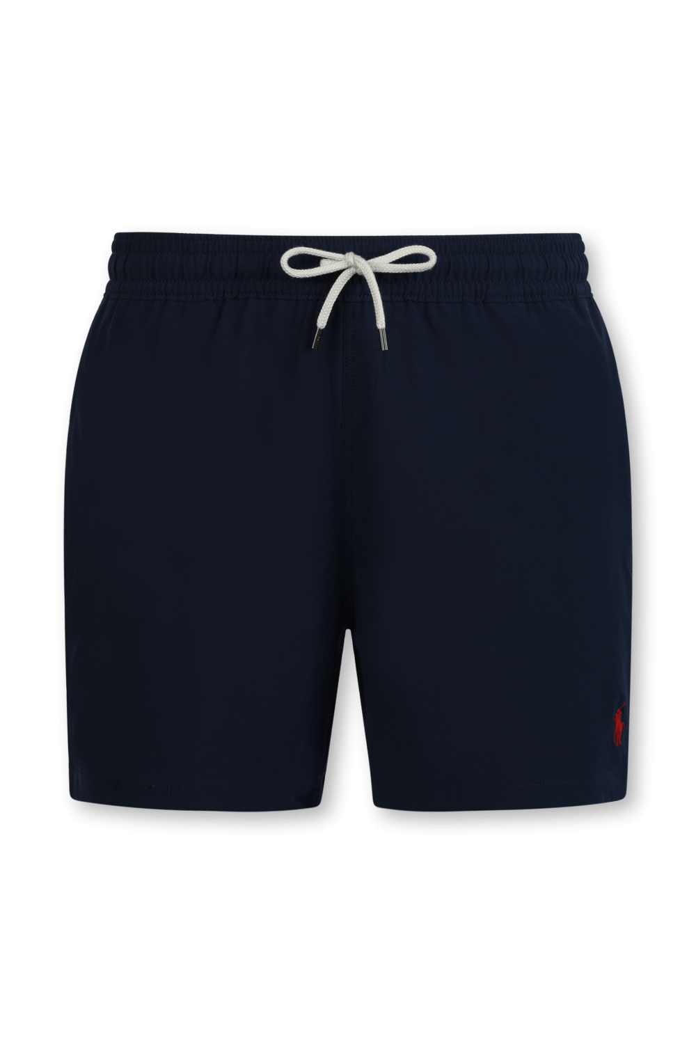 תמונה קידמית של בגד ים קצר כחול עם לוגו רקום