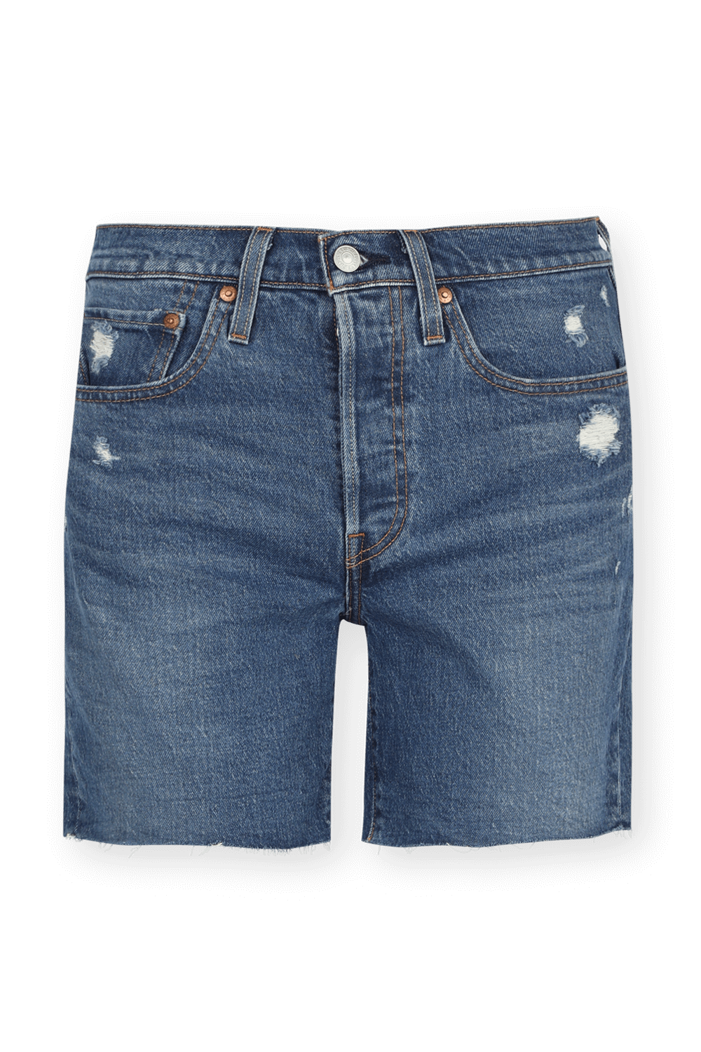 501 Mid Thigh Shorts in Medium Blue Wash LEVI`S